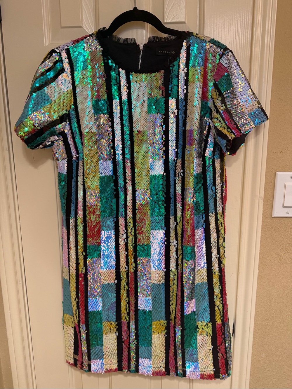 Endless Rose Sequin Stripe Dress in Green, Gold, Black, Pink